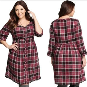NWT Torrid Red Plaid Button Front Shirt Dress 5